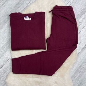 Burgundy Sweatshirt and Joggers Set